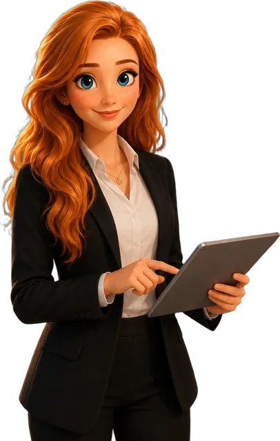Donna holding a tablet, ready to work